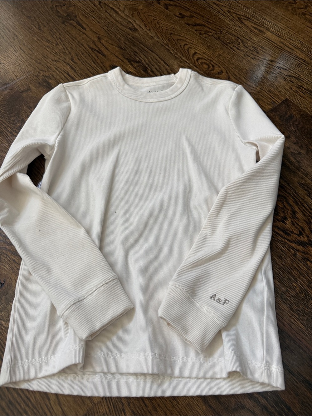 Abercrombie & Fitch Cream Long Sleeve Ribbed Thermal Top